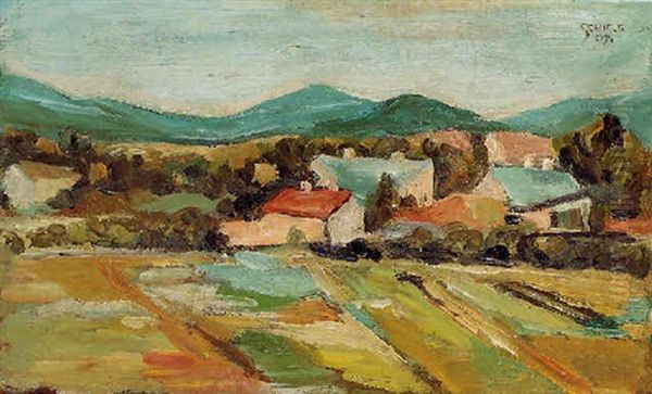 Landschaft In Niederosterreich Oil Painting by Egon Schiele