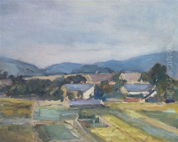 Landschaft In Niederosterreich Oil Painting by Egon Schiele