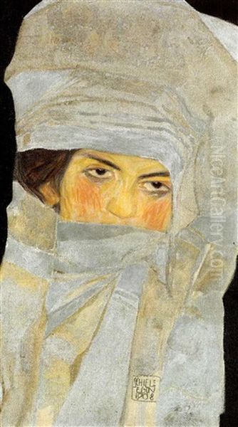 Die Schwester Des Kunstlers, Melanie Oil Painting by Egon Schiele