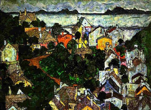 Sommerlandschaft Oil Painting by Egon Schiele