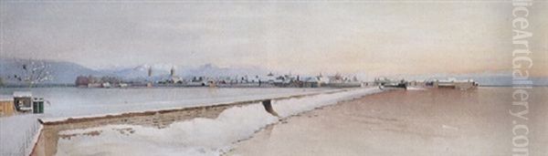 Lindau An Einem Prachtvollen Winterabend, Vom Giebelbach Aus Gesehen Oil Painting by Robert Schielin