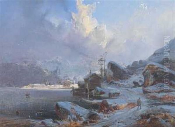 Nordnorsk Natur Oil Painting by Franz Wilhelm Schiertz