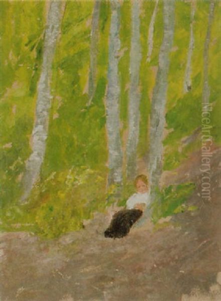 Figur In Wald Oil Painting by Ernst Traugott Schiess