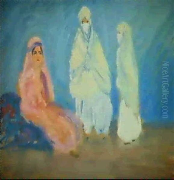 Drei Beduinenfrauen Oil Painting by Ernst Traugott Schiess