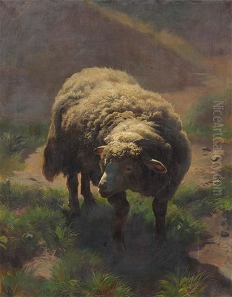 Sheep On The Pasture Oil Painting by Traugott Schiess