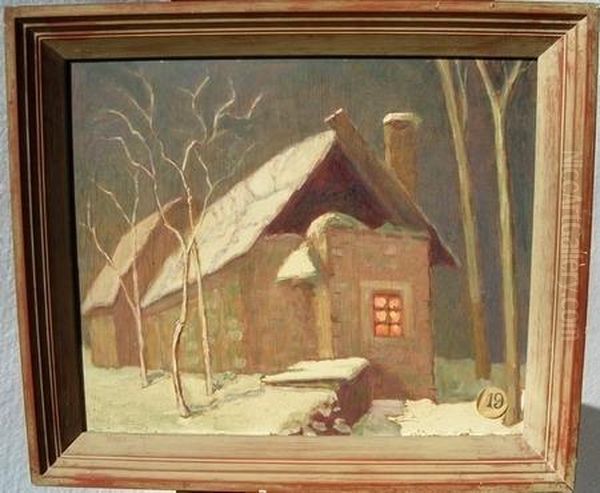 Maison Sous La Neige Oil Painting by Charles Boutheon