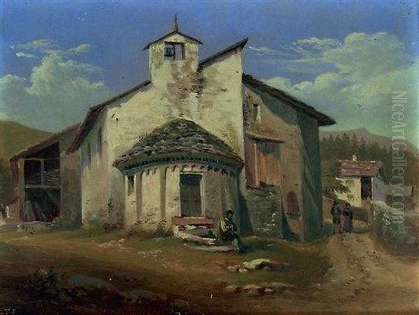 Kapelle St. Wendelin In Cazis Oil Painting by Traugott Schiess