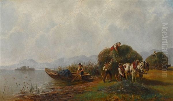 Heuernte Am Chiemsee Oil Painting by Robert (August Rudolf) Schietzold