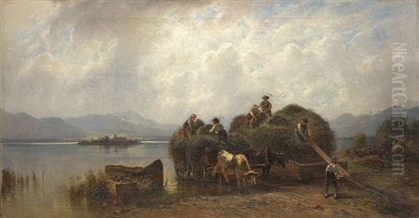 Heuernte Am Chiemsee Oil Painting by Robert (August Rudolf) Schietzold