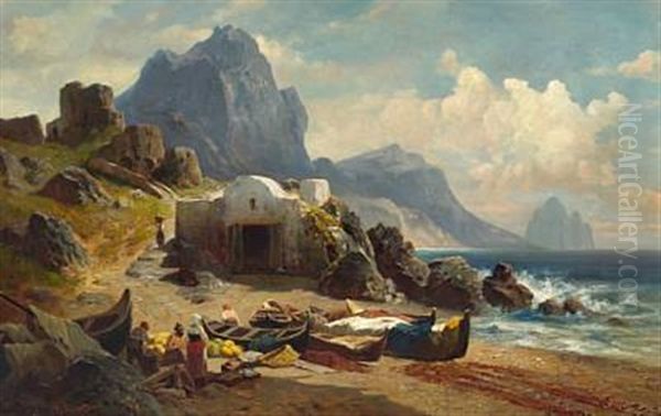 View Of Marina Piccola, Capri Oil Painting by Robert (August Rudolf) Schietzold