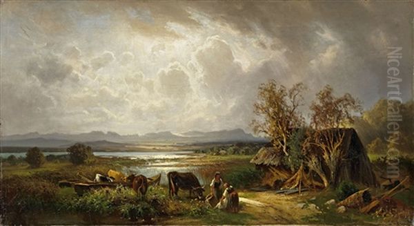 Gewitterstimmung Am See Oil Painting by Robert (August Rudolf) Schietzold