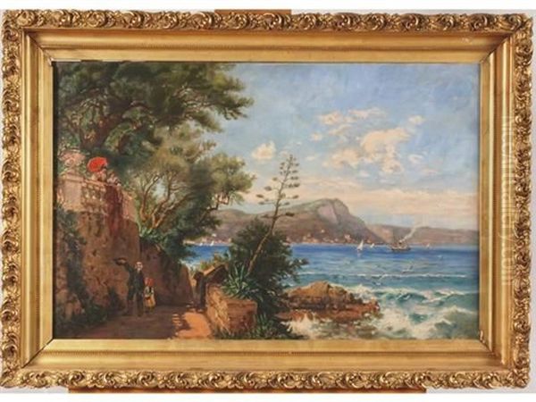 Paysage Mediterraneen Anime De Personnages Oil Painting by Robert (August Rudolf) Schietzold