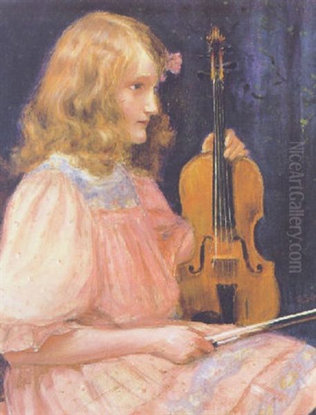 Portrait Fraulein Duesberg Oil Painting by Robert Schiff