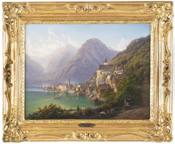 Hallstatt Im Salzkammergut Oil Painting by Anton Schiffer