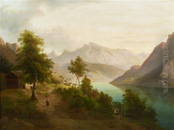 Mondsee Oil Painting by Anton Schiffer