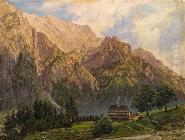 Gebirgslandschaft Oil Painting by Anton Schiffer