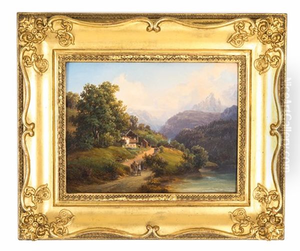 Partie Von Berchtesgaden Gegen Den Konigssee Oil Painting by Anton Schiffer