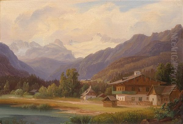 Motiv Aus Dem Ausseerland Mit Blick Auf Den Dachstein Oil Painting by Anton Schiffer