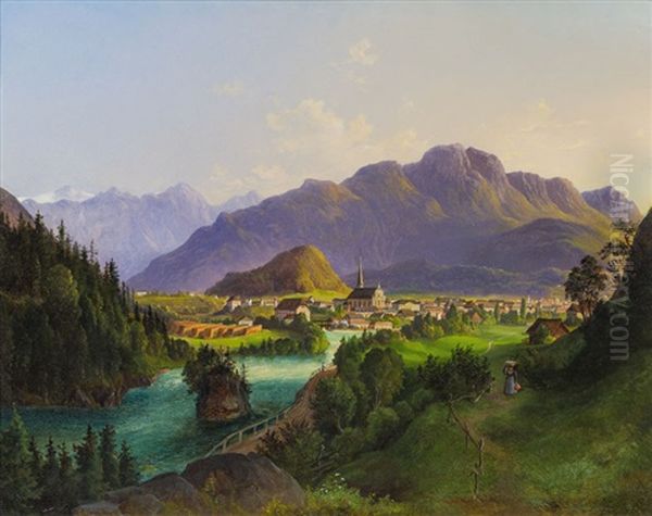 Blick Auf Bad Ischl Oil Painting by Anton Schiffer