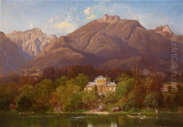 Partie Aus Dem Salzkammergut (?) Oil Painting by Anton Schiffer