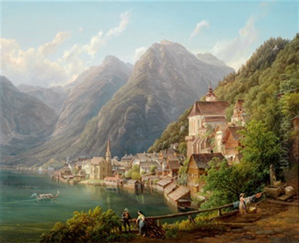 Ein Blick Auf Hallstatt Oil Painting by Anton Schiffer