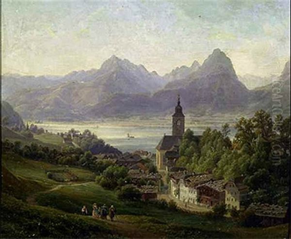 St. Wolfgang Im Salzkammergut Oil Painting by Anton Schiffer