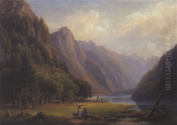 Motiv Vom Grundlsee Oil Painting by Anton Schiffer