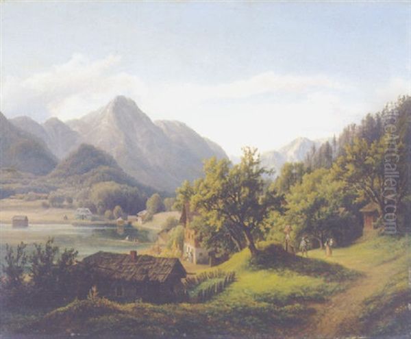 Der Grundelsee Oil Painting by Anton Schiffer