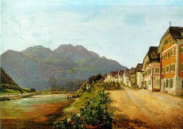 Promenade In Bad Ischl Oil Painting by Anton Schiffer