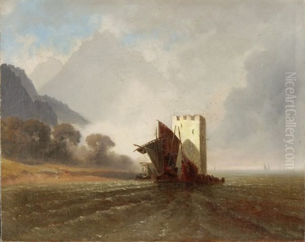 Schnitzturm Am Vierwaldstattersee Oil Painting by Jost Joseph Niklaus Schiffmann