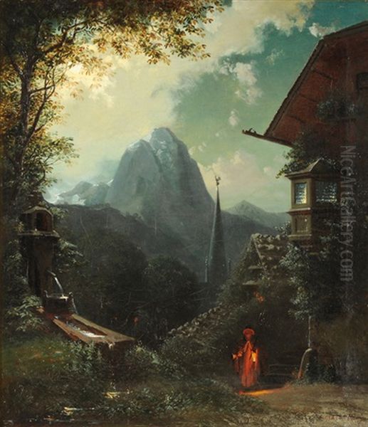 Der Nachtwachter Oil Painting by Jost Joseph Niklaus Schiffmann