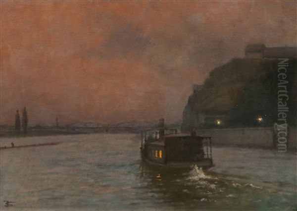 Under Vysehrad Rock Oil Painting by Jacob Schikaneder