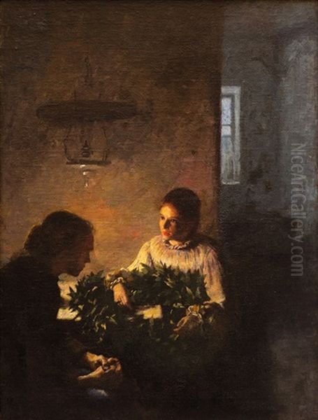 Intimni Chvilka Oil Painting by Jacob Schikaneder