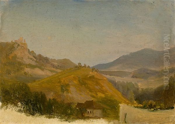 Landscape In South Hesse With Wide View Oil Painting by Johann Heinrich Schilbach