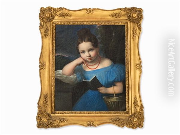 Reading Girl Oil Painting by Friedrich Schilcher