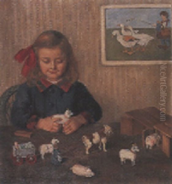 Bildnis Eines Spielenden Madchens Oil Painting by Eduard Schild