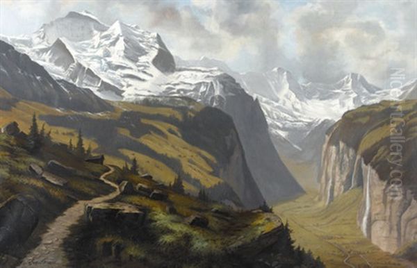 Lauterbrunnental Mit Wengeralp, Jungfrau Und Breithorn Oil Painting by Matthaeus Schild-Bichsel