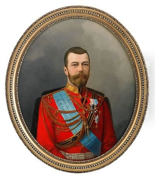 Portrait Of Emperor Nicholas Ii Oil Painting by Nikolai Gustavovich Schilder