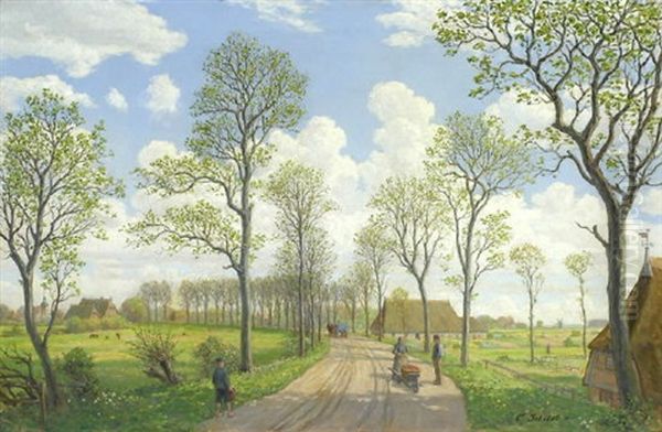 Belebte Allee In Norddeutscher Landschaft An Einem Fruhlingshaften Tag Oil Painting by Karl Schildt