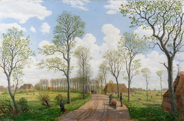 Dorfstrase Mit Personen Oil Painting by Karl Schildt