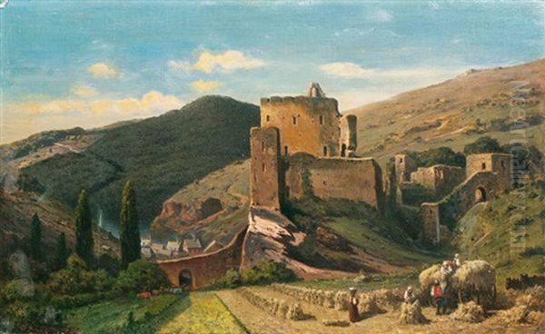 Burg Baldwinstein Oil Painting by Heinrich Schilking