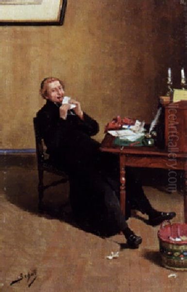 The Curate's Letter Oil Painting by Adolf Schill