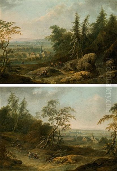 Landscapes (counterparts) Oil Painting by Maximilian Joseph Schinagl