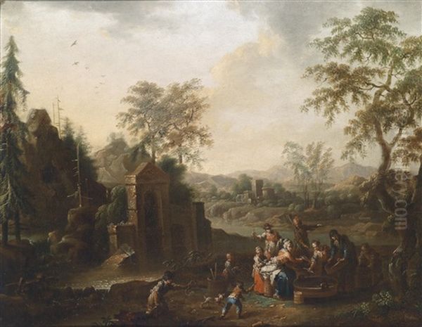 Ein Paar Sudlicher Landschaften Mit Bauerlicher Staffage Oil Painting by Maximilian Joseph Schinagl