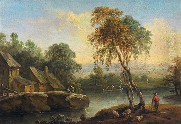 Flusslandschaft Oil Painting by Maximilian Joseph Schinagl