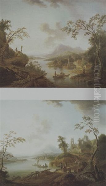 Flusslandschaft Oil Painting by Maximilian Joseph Schinagl