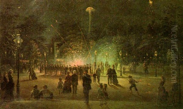 The Celebrations Of The Fourth Of July Oil Painting by A. Zeno Schindler