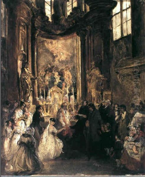 Die Kirchliche Trauung Des Kunstlers Oil Painting by Albert Schindler