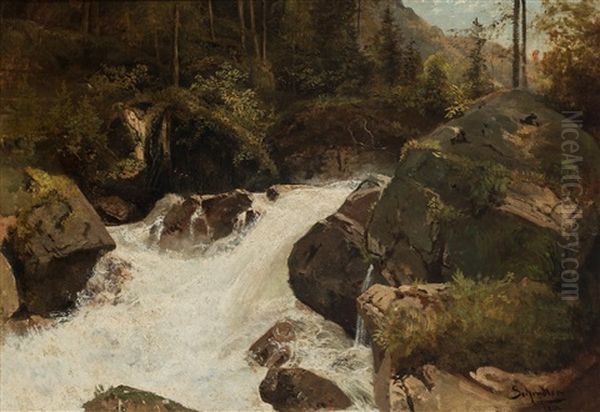 Osterreichische Truppen Passieren Einen Gebirgspass         Mit Grenzkontrolle. Oil Painting by Emil Jacob Schindler