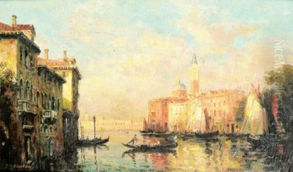 Canal A Venise Oil Painting by Charles Marie Bouton